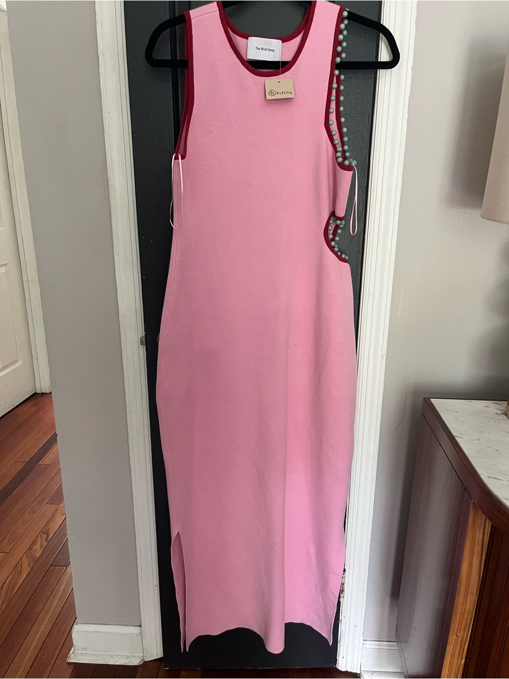 NWTretail $258. #theWolfgang #Reclectic Sleeveless Pink Cutout Midi Dress Trim - Picture 4 of 8